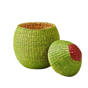 Avocado Water Hyacinth Toy Basket with Lid Woven Kids Storage <b>Box</b> Decorative Fruit Shape <b>Hamper</b> - Product Image 2