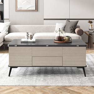 Set di 5 Tavoli Convertibili con Piano Sollevabile per Caffè e Pranzo, con Pouf Contenitori per Uso Multifunzionale - Product Image 3