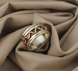 Anillo de banda de plata de ley 925 con puntos, clásico para boda, con textura Milgrain, giratorio, para mujer, al por mayor - Product Image 2