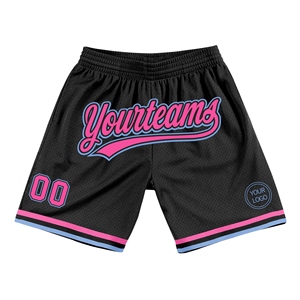 Wholesale Direct OMMIZ INDUSTRY Best Selling Custom Black Pink-Light Blue Authentic Throwback Basketball Shorts - Product Image 1