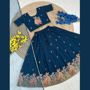 Heavy Embroidery Coding Work Georgette Ready to Wear Designer Flared Lehenga Choli Set with <b>Net</b> <b>Dupatta</b> Wedding Wear - Product Image 4