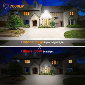 Fari LED da Esterno 75W, 7000LM di Luminosità, Illuminazione di Sicurezza con Interruttore, 3 Teste Regolabili, IP65 Impermeabile, 6500K, Montaggio a Parete - Product Image 6