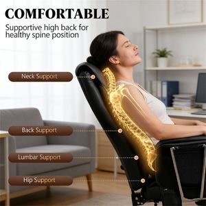 Sedia da Ufficio e Computer con Schienale Alto, Sedia Massaggiante Nera - Product Image 4