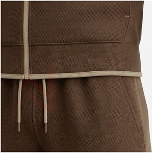 Conjunto Deportivo con Capucha para Hombre, Color Marrón, Manga Larga, Cierre Frontal con Cremallera, Color Sólido, Transpirable, Estilo Casual para Otoño, Corte Regular - Product Image 5