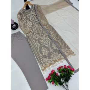 Conjunto de traje de fiesta para mujer de diseñador Elegante pantalón superior adornado con encaje y Dupatta - Product Image 2