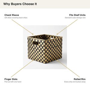 Cube de rangement tissé Bunai en fil de fer doré noir fait main (30 cm) pour la décoration de la maison, des hôtels et des mariages - Product Image 4