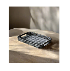 Slaty Color Boho <b>Rectangle</b> Rattan Tray Classic Vibe Perfect For A <b>Coffee</b> <b>Table</b> Decorative Ornament At Best Prices - Product Image 1