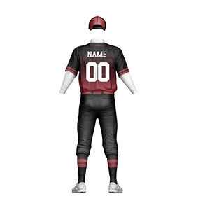 Conjunto de Uniforme de Béisbol Personalizado Unisex, Negro y Rojo, Sublimado, con Número y Nombre Impresos en la Espalda, Sin Mangas, de Poliéster que Absorbe la Humedad - Product Image 1