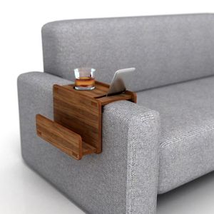 Table d'appoint pour canapé en bois lisse, plateau pour collations, boissons, support pour manette, finition intérieure polie - Product Image 4