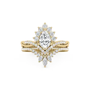 Anillo de compromiso de diamantes con diamantes marquise y redondos en los laterales, diseño ornamental en oro rosa, oro blanco, oro amarillo, elegante - Product Image 5