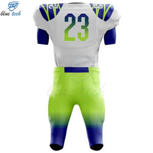 Ensemble d'uniformes de football américain imprimés par sublimation, maillot et pantalon de football personnalisés pour hommes, vêtements d'équipe de haute qualité, séchage rapide, protection UV - Product Image 3