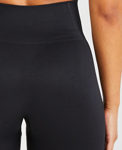 High Waist Full Length Black Knitted <b>Leggings</b> Women Stretchy Breathable Sporty Yoga Pants All Seasons Seamless Design - Product Image 4