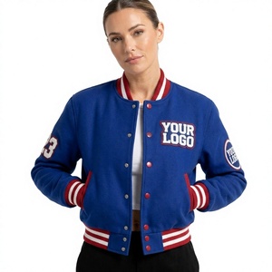 Custom Logo Embroidered Varsity <b>Jacket</b> Red Wool Polyester Unisex Preppy Style Patch Design Front and Sleeve - Product Image 3