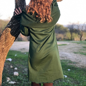 Vestido con Capucha de Algodón Estilo Bohemio Élfico para Mujer, Vestido con Capucha de Hada para Festival, Atuendo Inspirado en el Bosque - Product Image 3