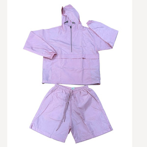Custom Men's Summer Nylon Tracksuit Set <b>Wind</b> <b>Breaker</b> Zip Hoodie and Shorts Anorak Windbreaker Short Set - Product Image 1