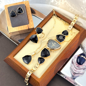 Reloj de pulsera de acero inoxidable con diamantes de imitación de alta calidad para mujer, diseño de aleación, conjunto de joyería B6 - Product Image 5