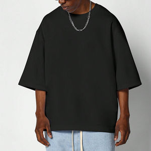 เสื้อยืดคุณภาพสูงสั่งทำพิเศษทรงโอเวอร์ไซส์แบบครอปไหล่ตก ราคาคุ้มค่า เนื้อผ้าคอตตอนหนานุ่ม เสื้อยืดลำลองสำหรับผู้ชาย - Product Image 1