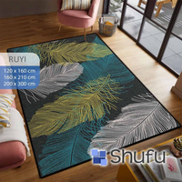 Tapis Shufu de haute qualité, fabriqué à la machine, avec envers en caoutchouc antidérapant, en flanelle, design moderne brillant, motif abstrait, poils moyens, fin.
