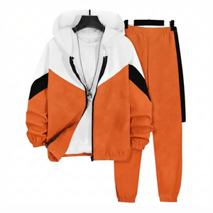 Ensemble de survêtement décontracté deux pièces orange personnalisé avec impression par transfert thermique pour homme adulte – Collection Automne - Product Image 1