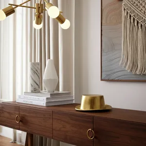 Figura Decorativa Redonda de Pescado, Hecha a Mano, de Aluminio Pulido y Chapado en Oro, Estilo Antiguo, para Decoración del Hogar o Bodas, Zahid - Product Image 2