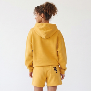 Drop Shoulder Embroidery Hoodie And Sweat Shorts Set Winter Loose Fit Embroidery Hoodies Jogger <b>Sweatshorts</b> Two Piece - Product Image 2