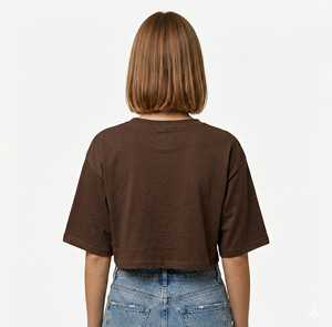 Wholesale Cotton Women Crop T Shirt Loose Fit Casual Brown Short Sleeve Basic Streetwear <b>Top</b> Supplier - Product Image 3