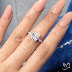 3CT Elongated <b>Cushion</b> Lab Diamond <b>Ring</b> Channel Pave Band IGI Certified 10K White Gold Engagement <b>Ring</b> - Product Image 4