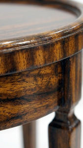 Table basse ronde moderne en bois avec pieds coniques, finition brun foncé, meubles de salon - Product Image 2