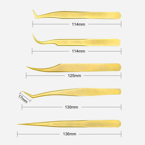 Juego de Pinzas para Extensión de Pestañas de Acero Inoxidable de Buena Calidad, Pinzas para Pestañas con Punta Recta y Curva, Pinzas para Volumen de Pestañas - Product Image 3