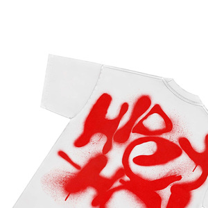 Camiseta Blanca Extra Grande para Hombre con Estampado de Grafiti Rojo en la Espalda, Estilo Urbano, Manga Corta, Cuello Redondo, Jersey de Algodón - Product Image 4