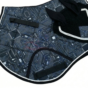 Premium Horse Saddle Blanket with Ear <b>Bonnet</b> Set Soft Quilted Fabric Breathable Anti Friction Equestrian Riding Gear - Product Image 2