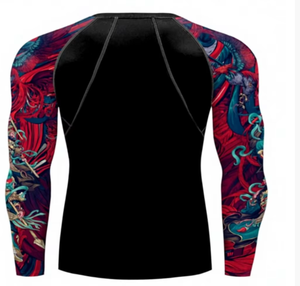 Maillot de bain anti-UV pour homme, manches longues, protection solaire UPF 50+, tissu performant, séchage rapide, léger, pour MMA. - Product Image 3
