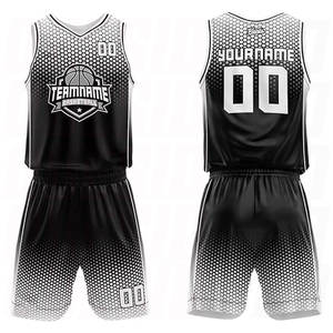 Ensemble de vêtements de sport pour hommes en polyester sans manches, best-seller, short en mesh noir et blanc et maillot de basket-ball personnalisé pour adultes - Product Image 1