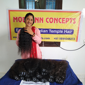 Extensions de cheveux humains indiens Remy bouclés crépus de haute qualité, alignés sur les cuticules, double trame, 100g, cheveux vierges bruts, vente en gros - Product Image 2