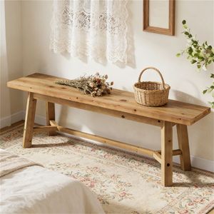 Panca da Ingresso in Legno Massello, Sgabello, Panca Portascarpe, Sedia da Tavolo da Pranzo - Arredamento Camera da Letto - Product Image 1