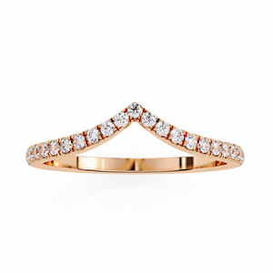 RAAMAA Bague Classique en Or Rose et Jaune 10k 14k 18k, Sertie Pavé, en Forme de V, Empilable, pour Femme, Bijou d'Anniversaire ou de Mariage - Product Image 2