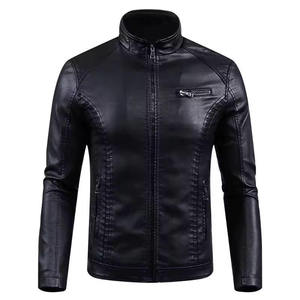 Custom Slim Fit <b>Men's</b> Black PU Faux Leather Motorcycle Biker <b>Jacket</b> Multi-Zip Stand Collar Streetwear Fashion Autumn Outerwear - Product Image 6