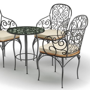 KHP Traditional-style European Wrought Iron <b>Garden</b> Chair Rust-resistant Easy Move Painted Finish Eco-Friendly Outdoor - Product Image 4