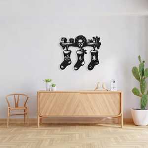 Adornos Navideños de Metal para Pared, Decoración Festiva con Calcetines de Fieltro - Product Image 2