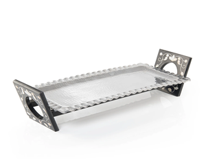 Plateau de service alimentaire en aluminium avec support en bois et nacre, plateau de service de qualité supérieure pour chocolats, plateau en vrac pour servir des desserts - Product Image 5