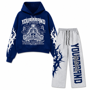 Conjunto de Chándal de Algodón Grueso Personalizado, Estilo Urbano con Gráficos Grandes, Venta al por Mayor OEM ODM - Product Image 1