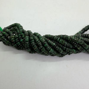 Cuentas de Esmeralda al por Mayor en Forma de Neumático Heishi, 5-6mm, Cuentas Espaciadoras Planas Redondas de Esmeralda Verde Natural, Hilo de 16 Pulgadas para Joyería - Product Image 1