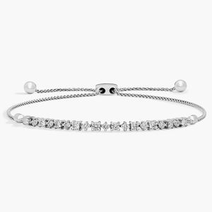 Diamond Alternating Bolo <b>Bracelet</b> in White Gold - Product Image 1