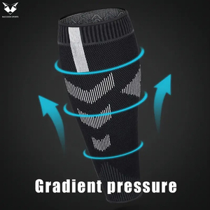 Manchon de compression pour mollets pour hommes et femmes, noir, en tissu tricoté respirant, design sans pieds pour le sport et le fitness - Product Image 6