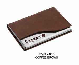 Porte-cartes de visite marron café avec cadre métallique et étui haut de gamme pour cartes de visite, idéal pour la promotion de marque d'entreprise - Product Image 1