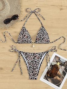 Beach Dress Bikini in Spandex/Nylon Fabric Halter Neck Floral Pattern <b>V</b>-<b>Strings</b> Bottom - Product Image 4