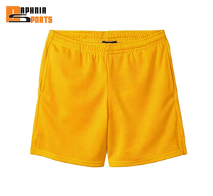 Custom Summer Basketball Shorts Quick Dry Polyester Yellow Color Custom Logo Printed Men's Mesh Shorts With Pockets - Product Image 5