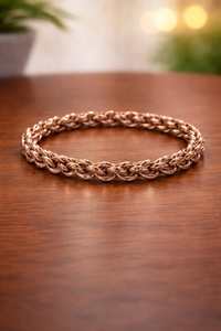 Bracelet en chaîne de cuivre tissé à la main, bijoux rustiques unisexes - Product Image 3