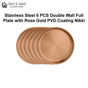 Nikki 6 PCS Placa completa Doble pared Acero inoxidable con revestimiento de PVD de oro rosa Platos y placas - Product Image 2