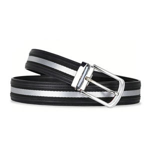 Ceinture pour homme en cuir de vachette avec boucle en acier et sangle en polyester tressée, style décontracté, vente en gros - Product Image 6